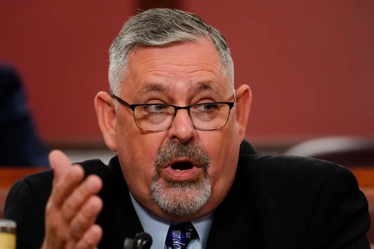 Sen. Cris Dush (R., Jefferson) speaks during a hearing at the Pennsylvania Capitol in Harrisburg, Pa., Wednesday, Sept. 15, 2021.