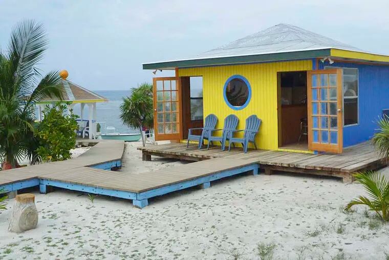 Raised wooden walkways connect the colorful buildings at the newly opened Great Inagua Outback Lodge, an anglers’ dream. Illustrates TRAVEL-BAHAMAS (category t), by Richard Morin, special to The Washington Post. Moved Tuesday, Oct. 21, 2014. (MUST CREDIT: Photo for The Washington Post by Richard Morin.)
