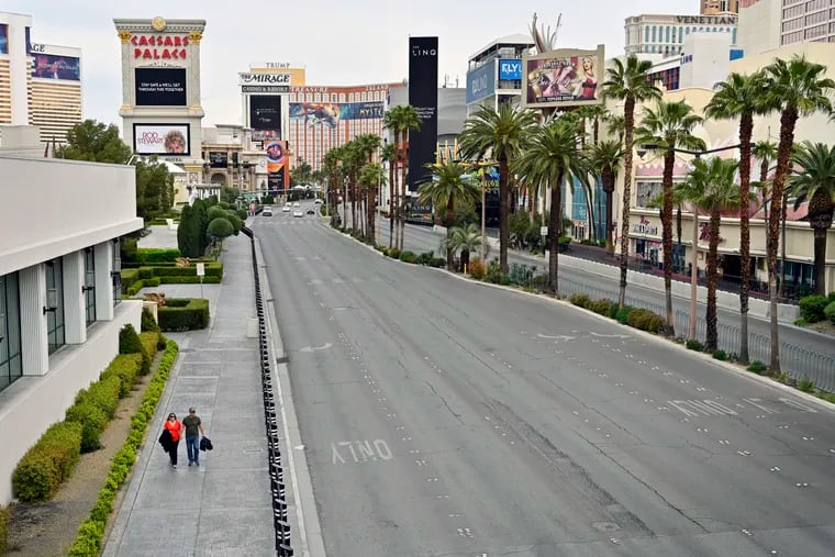 The Las Vegas Strip, which would normally be a frenzy of activity in March, is dead thanks to coronavirus restrictions.