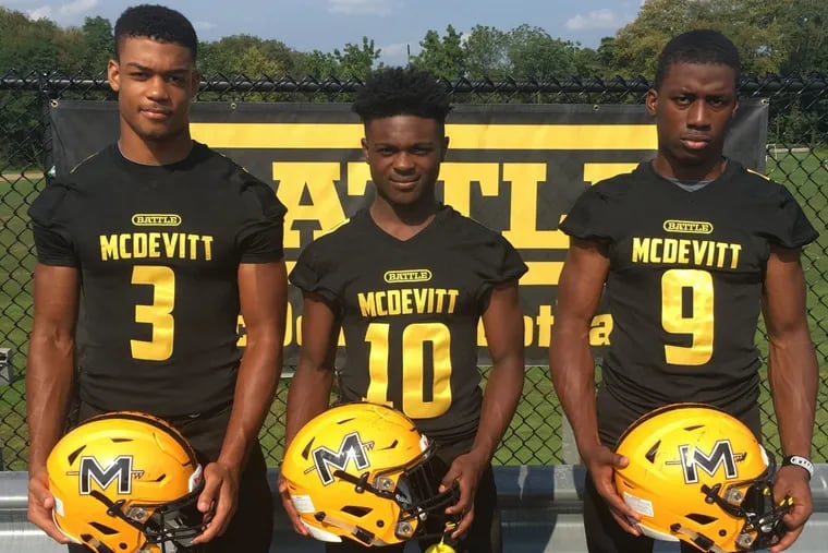 Bishop McDevitt players (from left to right) Lawrence Richardson, Jon-Luke Peaker and Lonnie Rice.