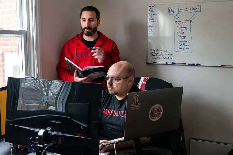 Alex Gilbert (left) and Dan DuLeone have been best friends since their days at Cherry Hill West High School. Their Red Queen Gaming start-up aims to simplify and encourage development of gaming tools.