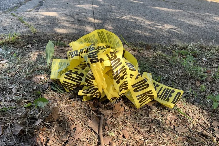 Yellow tape at a crime scene.