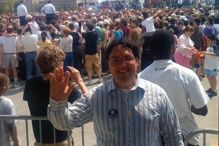 Adam Swope during Barack Obama’s PA “whistle stop tour” in 2008.