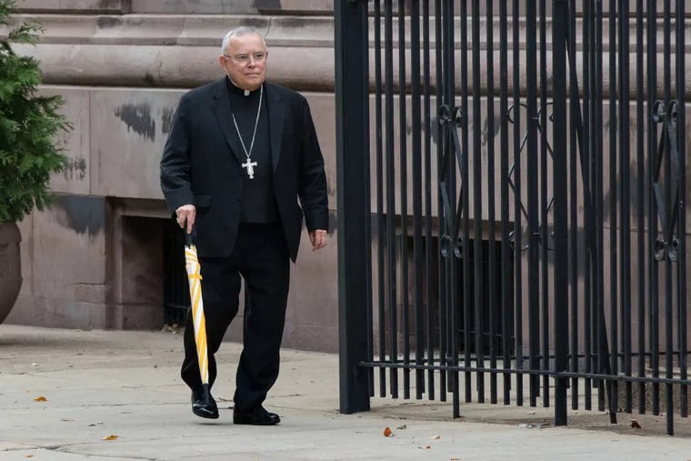 Archbishop Charles J. Chaput leaves the rectory of the Cathedral Basilica of Sts. Peter and Paul in Center City.