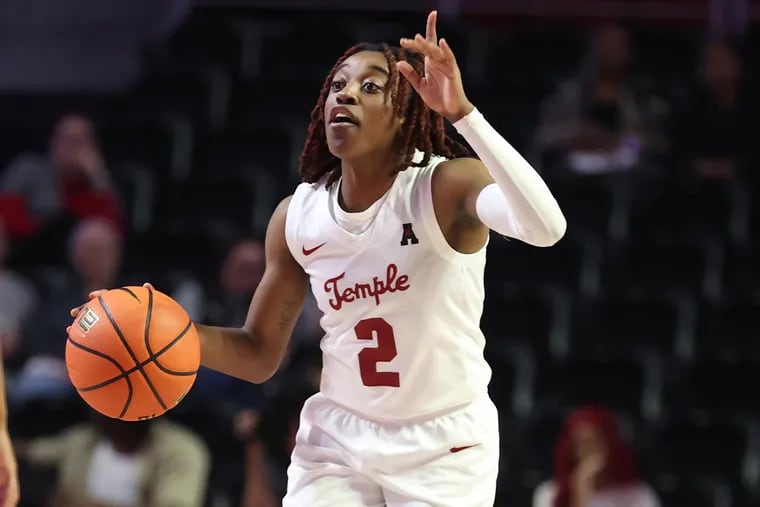 Aleah Nelson of Temple is shown against Tulsa at the Liacouras Center on Feb. 28, 2024.