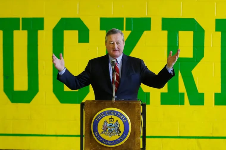 Mayor-elect Jim Kenney came to Duckery Elementary in Philadelphia to talk about his plan for School based family services centers in community schools on Monday morning.