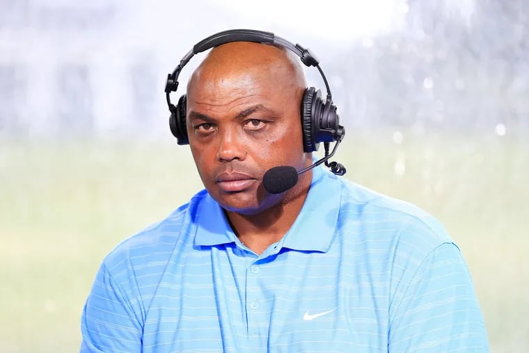 Charles Barkley commentates from the booth during The Match: Champions For Charity at Medalist Golf Club, on May 24, 2020 in Hobe Sound, Florida. (Cliff Hawkins/Getty Images for The Match/TNS)