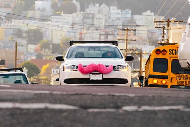 Lyft's signature mustache on a car in California. (courtesy photo)