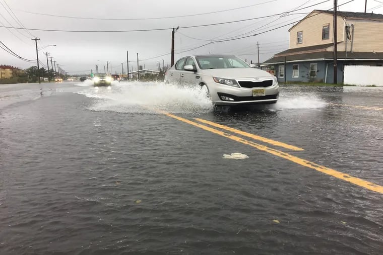 Flooding along Black Horse Pike, Rt 322 heading into Atlantic City is flooded and closed to vehicle traffic, Saturday morning, October 27, 2018. Heavy rain overnight caused local flooding around Jersey shore.