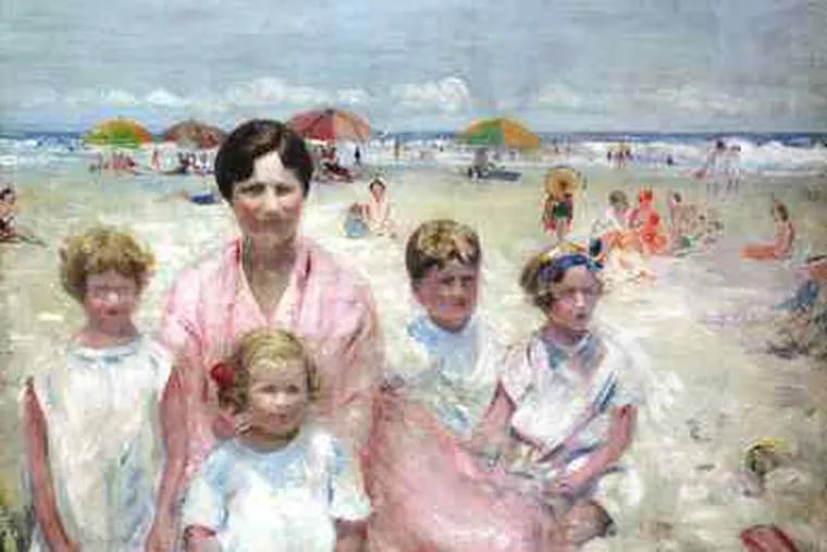 Fred Wagner's &quot;Girls on Beach , Ocean City, 1930&quot; is an example of the family-themed works of the artist best known for his industrial scenes. A show featuring Wagner's communion with nature opens Saturday at Woodmere Art Museum.