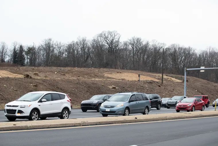 The hillside between Lancaster Avenue and Route 476, shown on Wednesday, Feb. 12, 2020, was cleared of trees and plants without warning. That resulted in an uproar and the Radnor Township manager was suspended. He has since resigned.