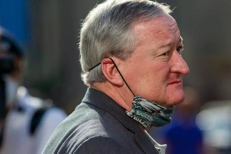 Philadelphia Mayor Jim Kenney holds a press conference on the removal of the statue of former mayor Frank Rizzo on June 3.