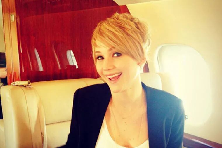 Jennifer Lawrence sporting her new hairstyle.