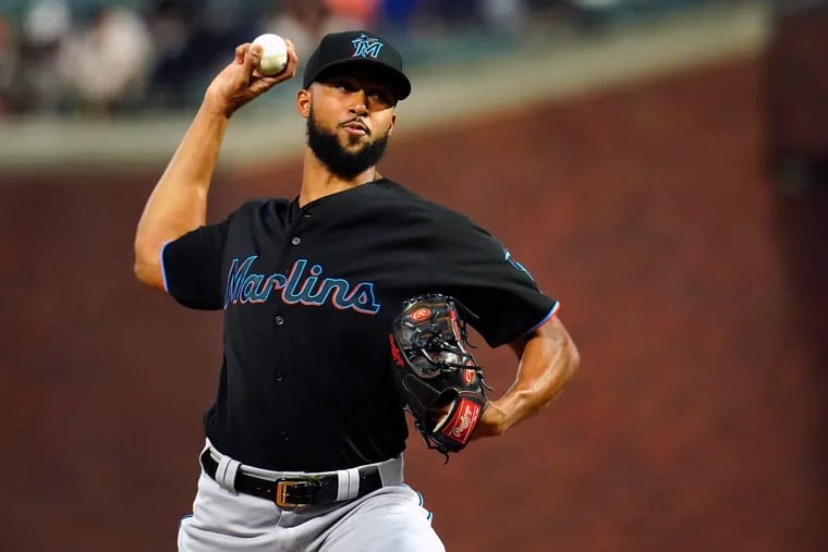 ACTION NETWORK USE ONLY SAN FRANCISCO, CALIFORNIA - SEPTEMBER 13: Sandy Alcantara #22 of the Miami Marlins pitches during the first inning against the San Francisco Giants at Oracle Park on September 13, 2019 in San Francisco, California. (Photo by Daniel Shirey/Getty Images)
