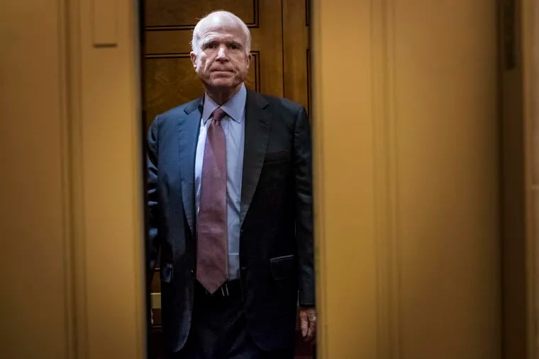 Sen. John McCain, R-Ariz., in June 2017, just over a year before he died. President Trump has attacked the Senator's legacy multiple times this week.