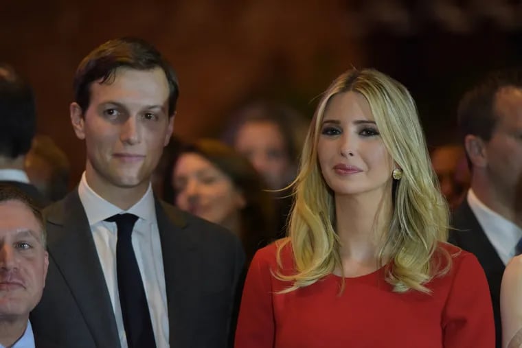 Ivanka Trump and her husband, Jared Kushner. Kushner will become a senior adviser to the next president and Ivanka is also in line for a White House spot.
