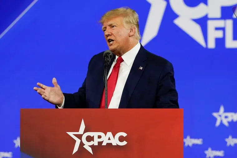 Former President Donald Trump speaks at the Conservative Political Action Conference in February, in Orlando, Fla.