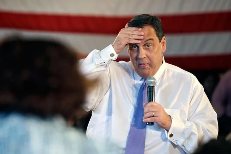 Gov. Chris Christie listens to a question during a town hall meeting Thursday, April 16, 2015, in Hasbrouck Heights, N.J. (AP Photo/Mel Evans)