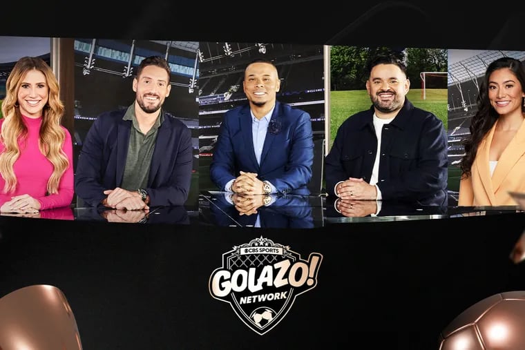 Broadcasters (from left) Susannah Collins, Nico Cantor, Charlie Davies, Alexis Guerreros, and Jenny Chiu will be featured on CBS Sports' new Golazo Network streaming channel.