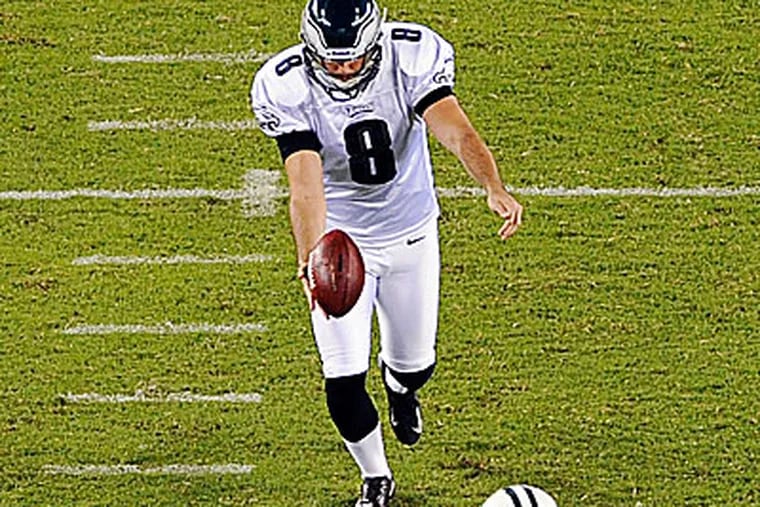 Chas Henry handled all the punting duties for the Eagles in their preseason finale. (Michael Perez/AP)