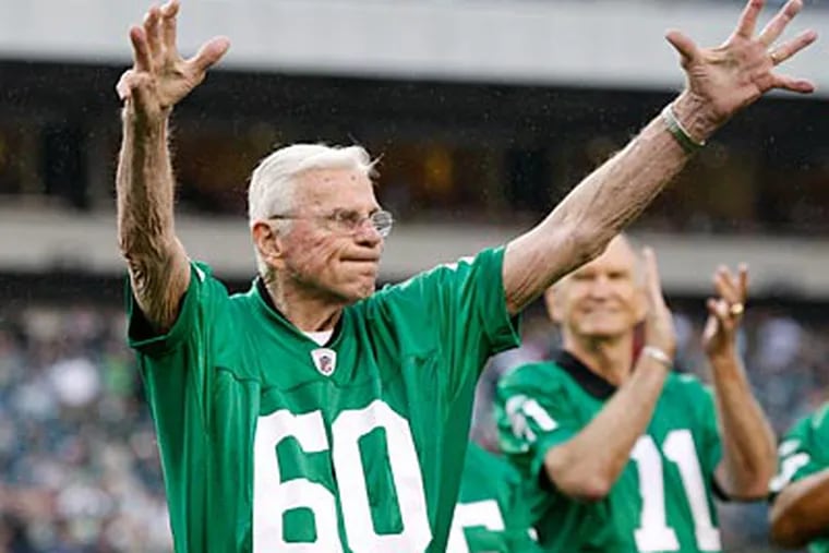 Chuck Bednarik was "sitting up in bed and talking" as of Thursday, his son-in-law said. (Mel Evans/AP file photo)