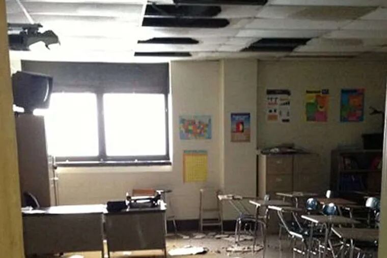 Thomas Edison High School closed for three days after the building sustained water damage when a coil burst in the heating/cooling system. Damage to a classroom is seen here. (Photo: JERRY ROSEMAN)