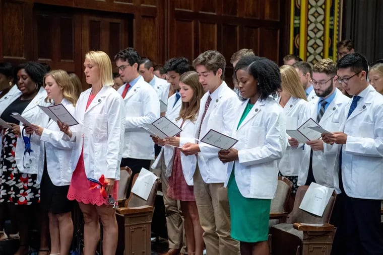 In 2018, students at Penn's Perelman School of Medicine recited the Declaration of Geneva, a modern version of the Hippocratic Oath, after receiving white coats that signified their entrance into the field of medicine.