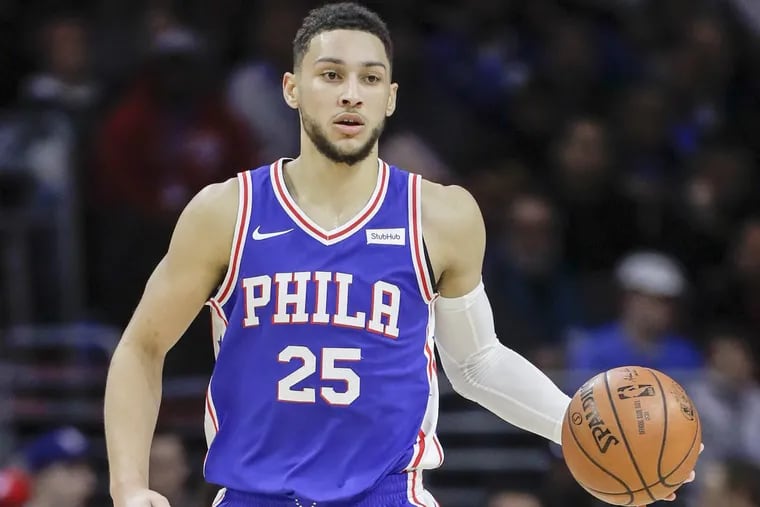 Sixers guard Ben Simmons is questionable for Wednesday’s game against Washington because of a sprained right ankle. YONG KIM / Staff Photographer