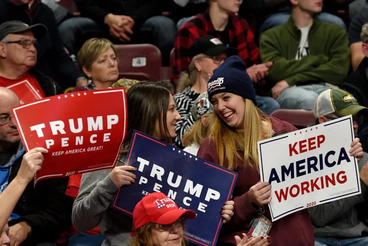 Supporters of President Trump during his campaign rally at the Giant Center in Hershey, Dec. 10, 2019.