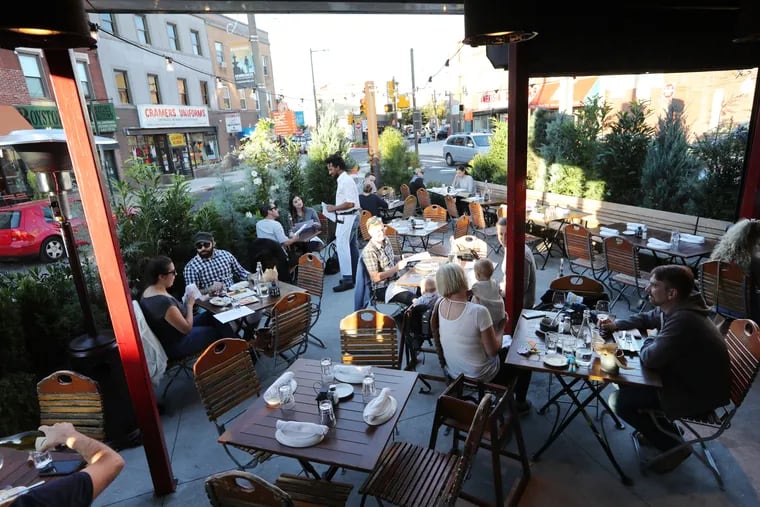 The patio at Barcelona Wine Bar on East Passyunk Avenue at 12th Street.