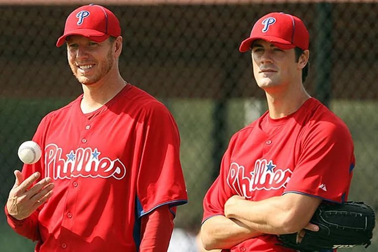 Roy Halladay and Cole Hamels. (Yong Kim/Staff Photographer)