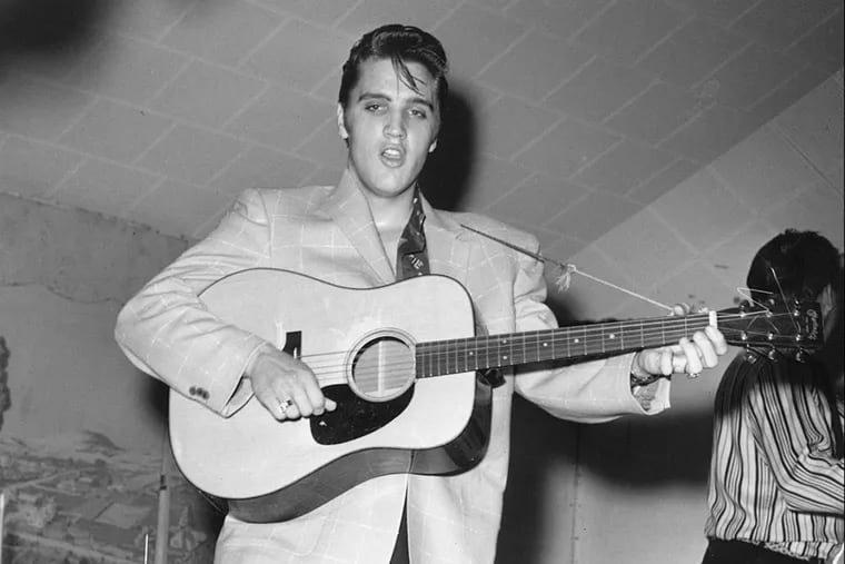 Elvis Presley early in his career, during a concert in Fort Worth, Texas.