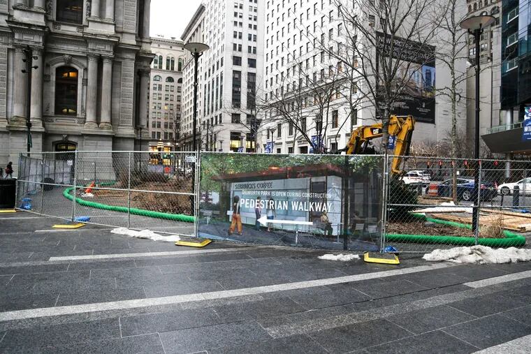 A Starbucks is being built in Dilworth Park, a public park managed by Center City District, a private nonprofit.