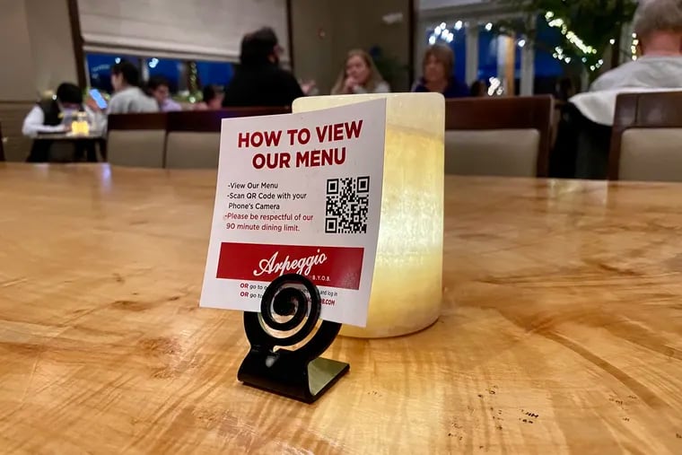 Arpeggio restaurant in Spring House, Montgomery County, adopted QR codes in lieu of menus during the pandemic, and management likes them.
