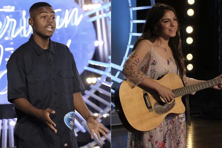 Philly’s Michael J. Woodard, left, and New Jersey’s Carly Moffa, right, are moving on to ‘American Idol’s’ next round.