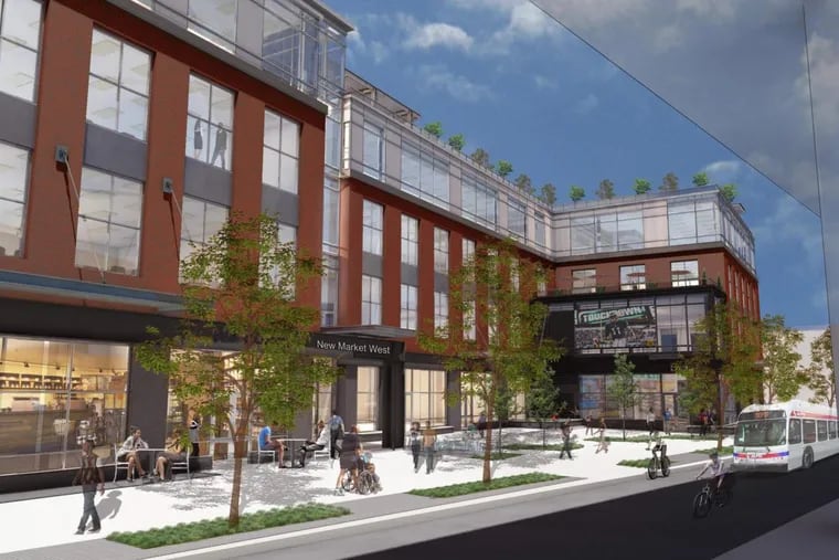 Artist's rendering of New Market West project proposed for the 5900 block of Market Street in West Philadelphia by Mission First Housing Group.