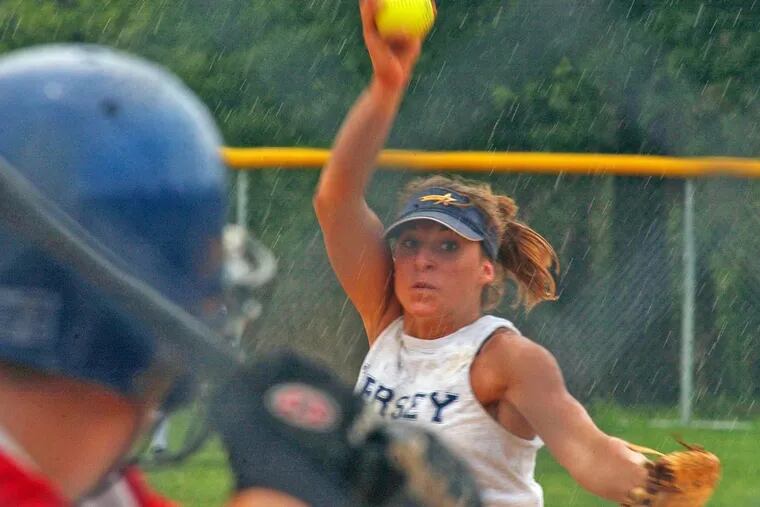 Jersey Shore pitcher Ashley Forsyth of FreeBoro High throws in the 2005 softball Carpenter Cup.