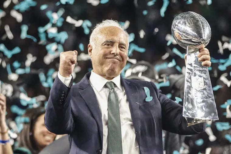 “This is our first Super Bowl win. We’re really, really obsessed with more,” Philadelphia Eagles owner Jeffrey Lurie says.