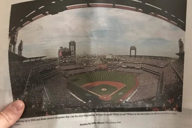 The Denver Post mistakenly printed a photo of Citizens Bank Park in its Friday edition, a slip-up that was quickly pointed out on social media.