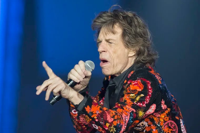 Mick Jagger of the Rolling Stones performs during a concert in Paris in October 2017.