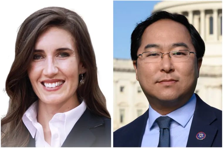 Ashley Ehasz (left), the Democratic candidate for Congress in Pennsylvania's 1st District, and U.S. Rep. Andy Kim, of New Jersey's 3rd District.
