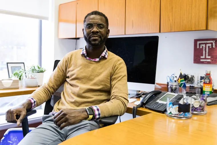 Nu’Rodney Prad, Director of Student Engagement at Temple, sits in his office in the IDEAL building on N Broad Street on Temple University’s campus.