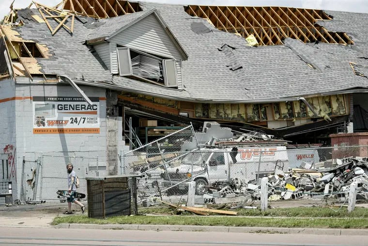 Tornado damage in Dayton, Ohio, on Tuesday.