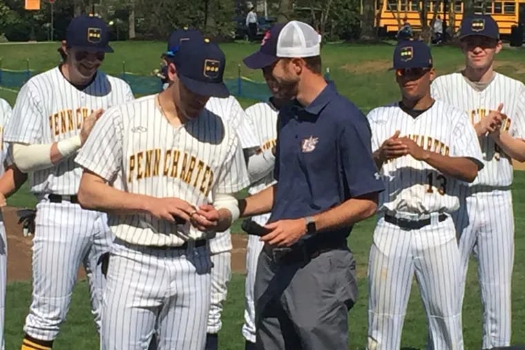 Virginia recruit Mike Siani was presented his USA Championship ring prior to Penn Charter’s game against Episcopal Academy on Tuesday.