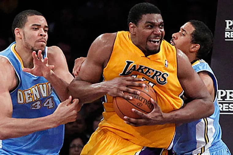 Andrew Bynum will add much needed size to the Sixers. (AP Photo/Chris Carlson)