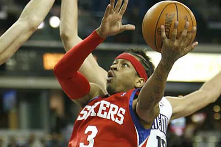 Allen Iverson scored 20 points to help the Sixers win back to back games for the first time since October. (AP Photo/Steve Yeater)