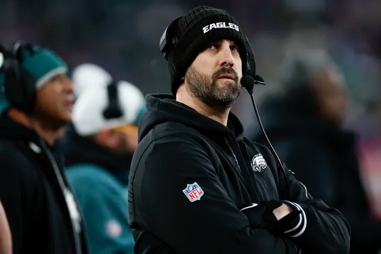 Eagles Head Coach Nick Sirianni during the first quarter against the New York Giants at MetLife Stadium in East Rutherford, NJ on Sunday, Jan. 7, 2024.