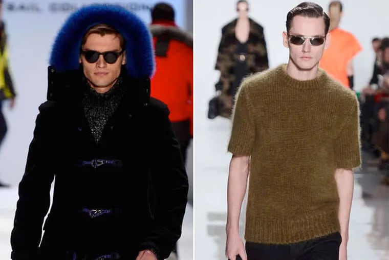 Michael Kors' collection includes a fuzzy, short-sleeve sweater and skinny slacks at his Lincoln Center show.
