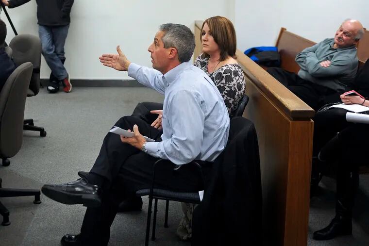 Maura McGarvey and Michael Ricci, the separated parents of Temple University student Caitlyn Ricci  speak to the judge. TOM GRALISH / Staff Photographer