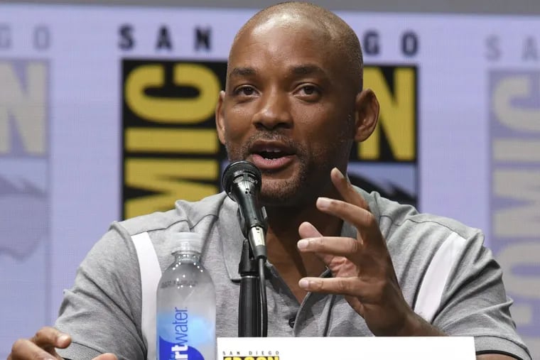 Will Smith speaks at the Netflix Films' &quot;Bright&quot; panel on day one of Comic-Con International on Thursday, July 20, 2017, in San Diego.